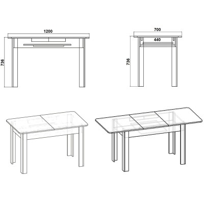 Table à manger Quiin extensible noyer 120-174x70x73,5 cm