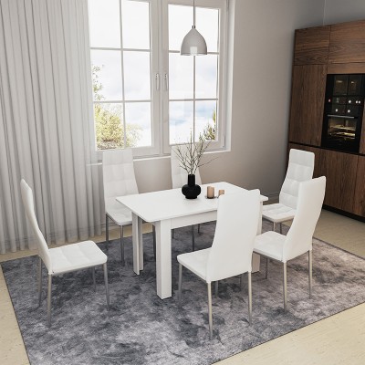 Table à manger Quiin extensible blanche 120-174x70x73,5cm