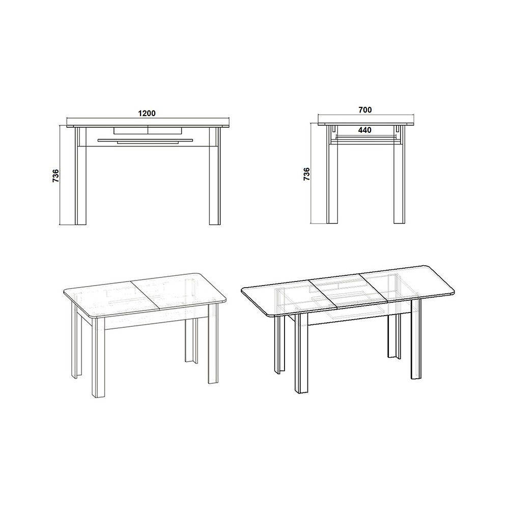 Table à manger Quiin extensible blanche 120-174x70x73,5cm