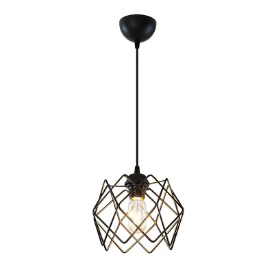 Suspension luminaire Plafonnier Ε27 métal noir D23,5x60 cm