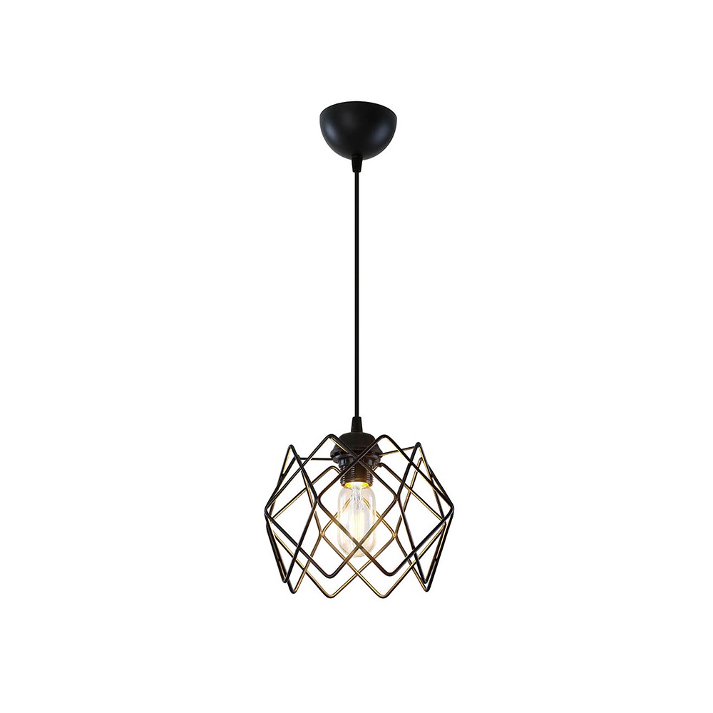 Suspension luminaire Plafonnier Ε27 métal noir D23,5x60 cm