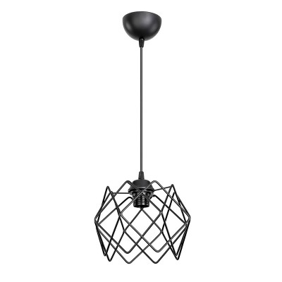 Suspension luminaire Plafonnier Ε27 métal noir D23,5x60 cm