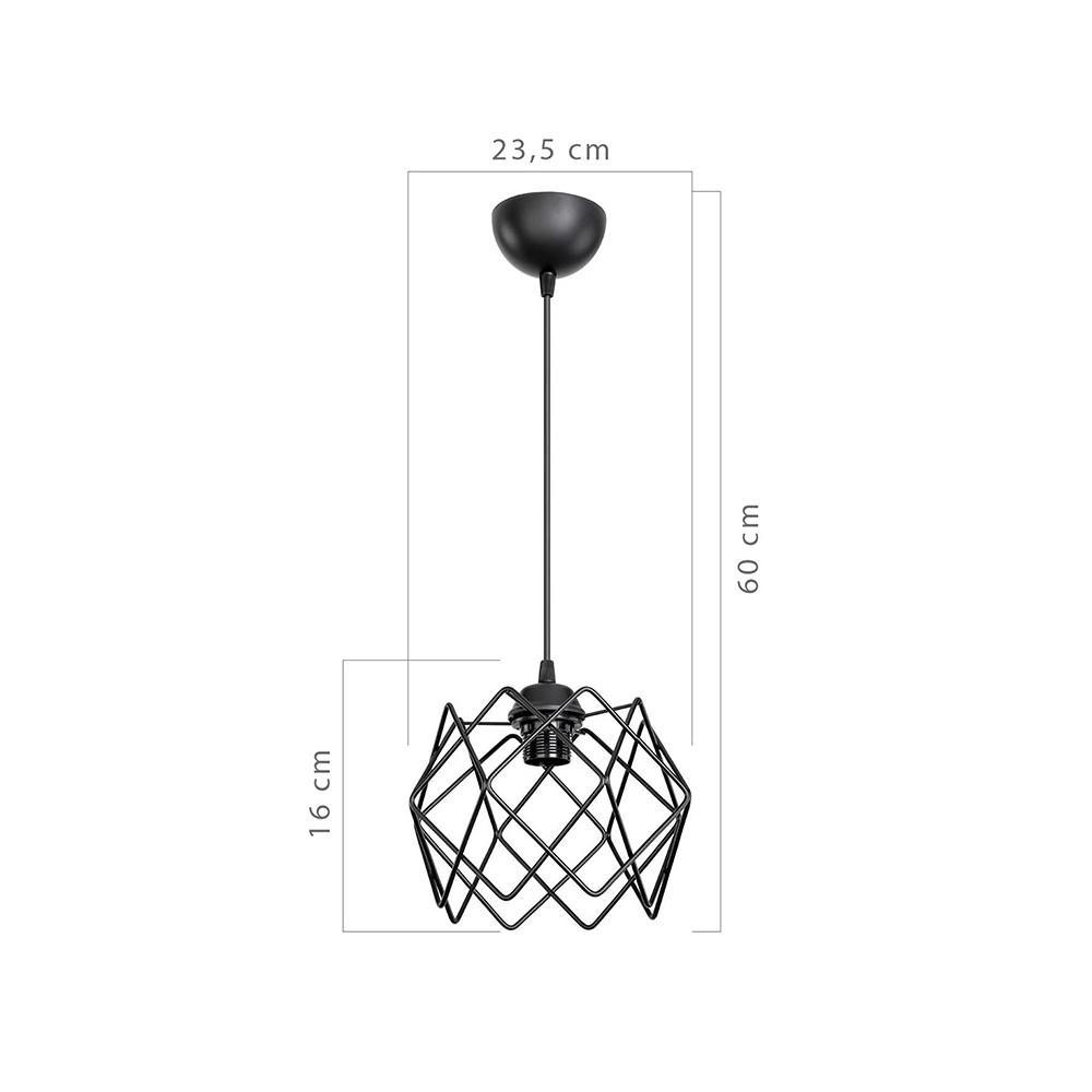 Suspension luminaire Plafonnier Ε27 métal noir D23,5x60 cm