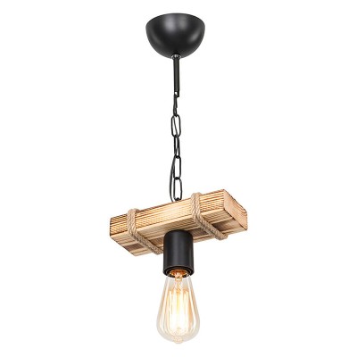 suspension luminnaire Ε27 métal noir-naturel 20x10x43 cm