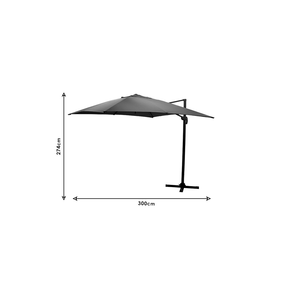 Parasol de jardin suspendu 360 degrés Raffaella aluminium 3x3m anthracite