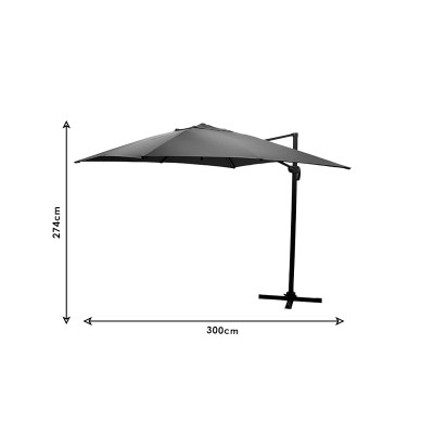 Parasol de jardin suspendu 360 degrés Raffaella aluminium 3x3m anthracite