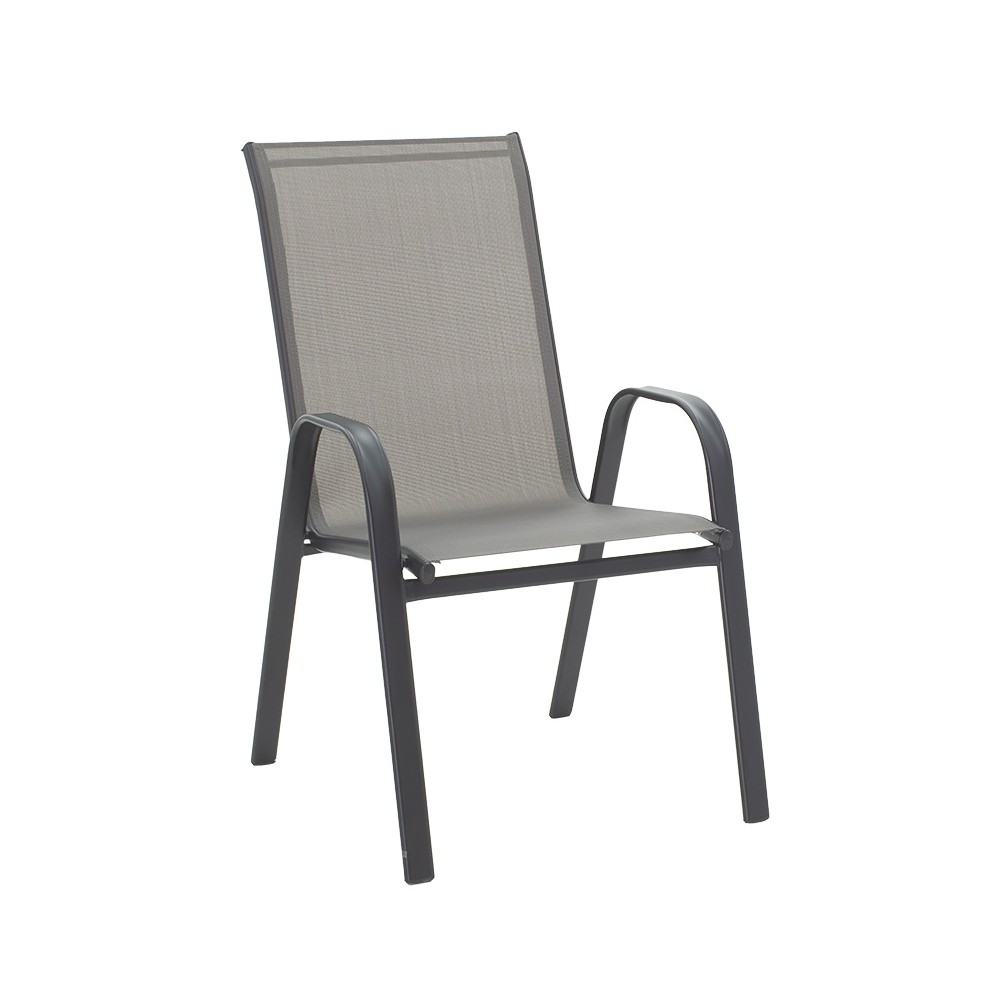 Chaise de jardin Calan métal gris-textlene gris