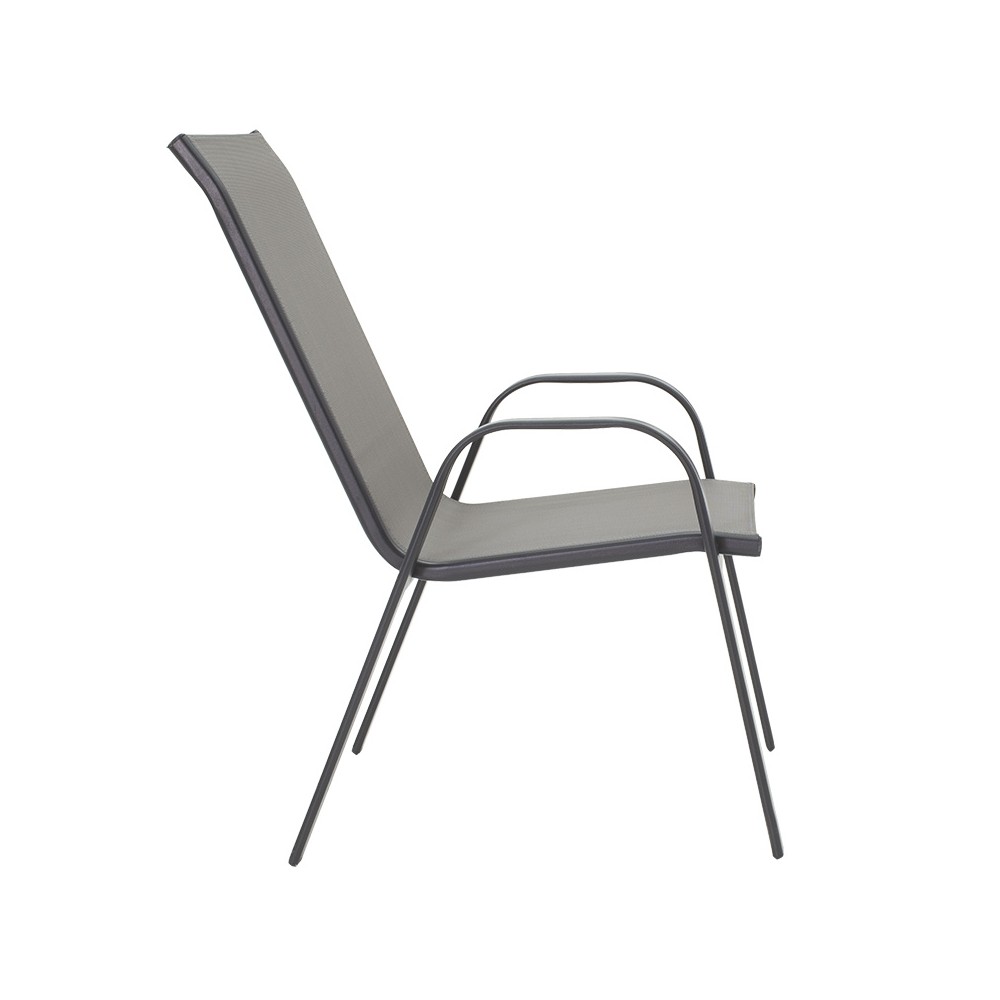 Chaise de jardin Calan métal gris-textlene gris