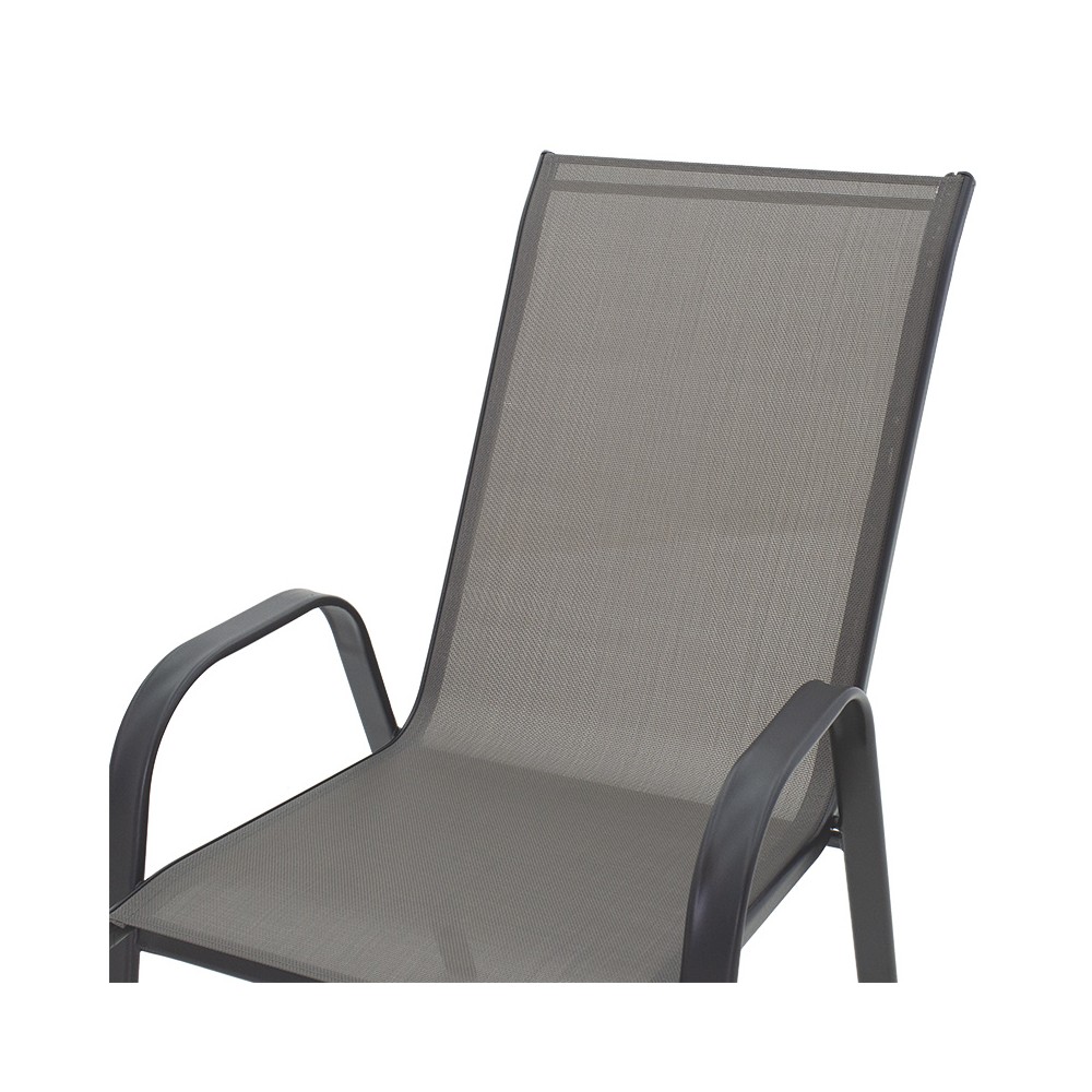 Chaise de jardin Calan métal gris-textlene gris