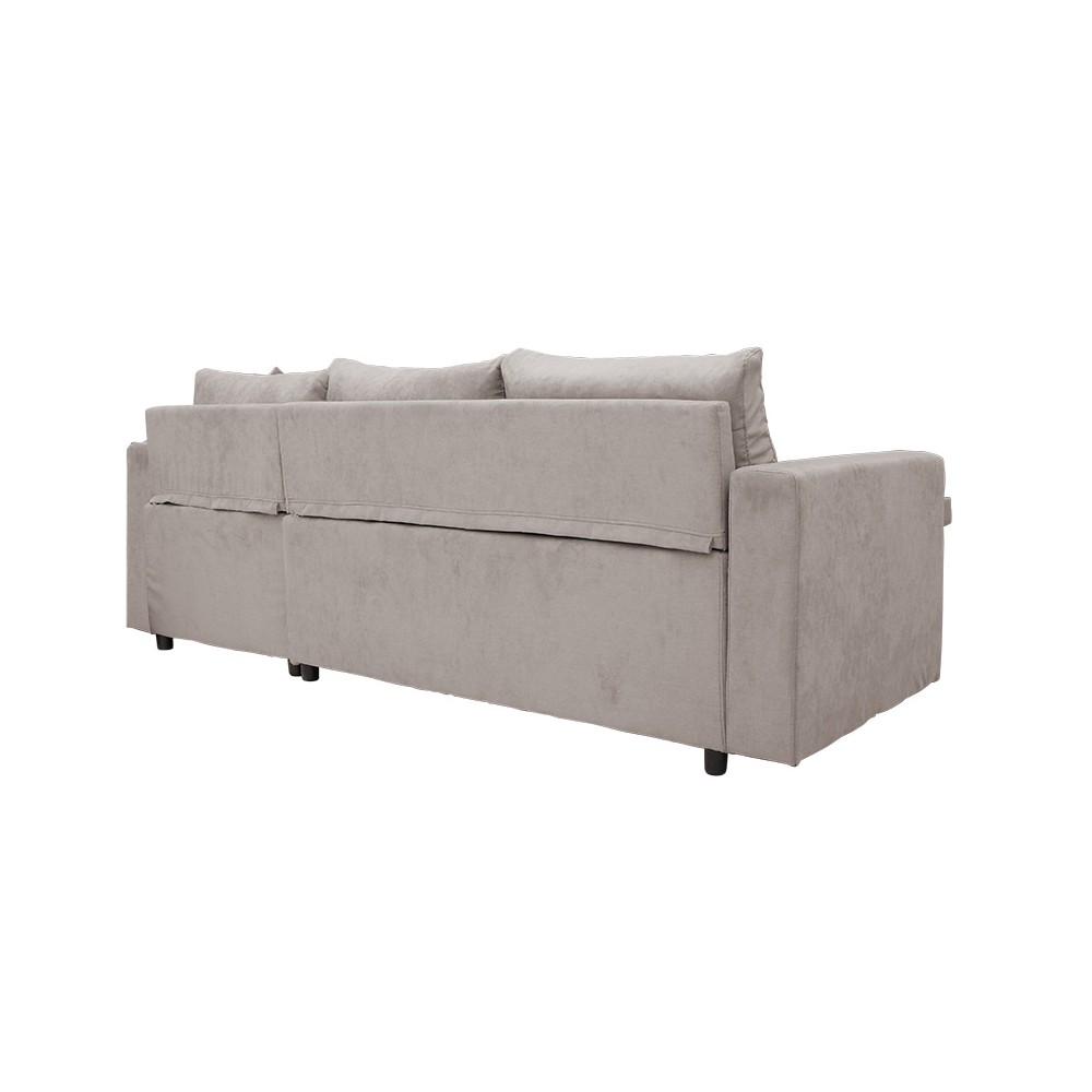 Canapé convertible lit d'angle reversible Lilian tissu beige 225x148x81cm