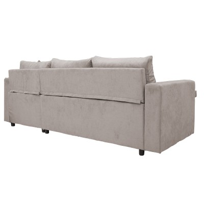 Canapé convertible lit d'angle reversible Lilian tissu beige 225x148x81cm