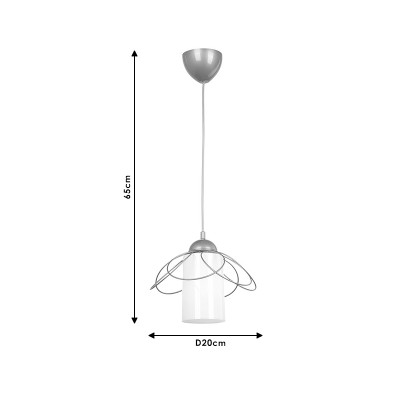 Plafonnier suspension luminaire  E27 en couleur blanc-doré antique D20x65cm