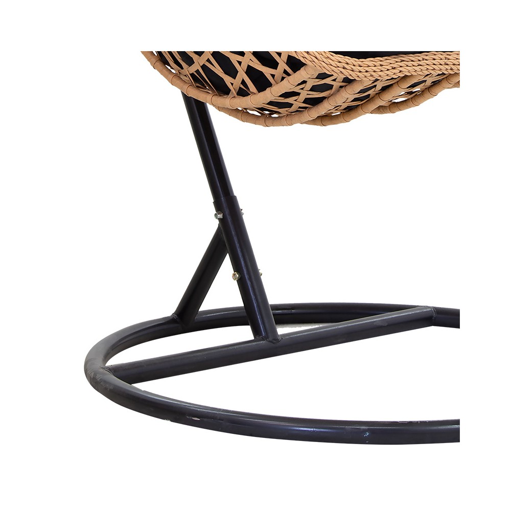 Fauteuil suspendu balancelle de jardin cadre en métal et coussin noir 100x100x210cm