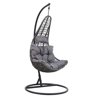 Fauteuil suspendu Balancelle de jardin Soleil métal-pp-coussin gris 103x83x200cm