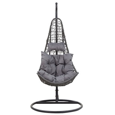 Fauteuil suspendu Balancelle de jardin Soleil métal-pp-coussin gris 103x83x200cm