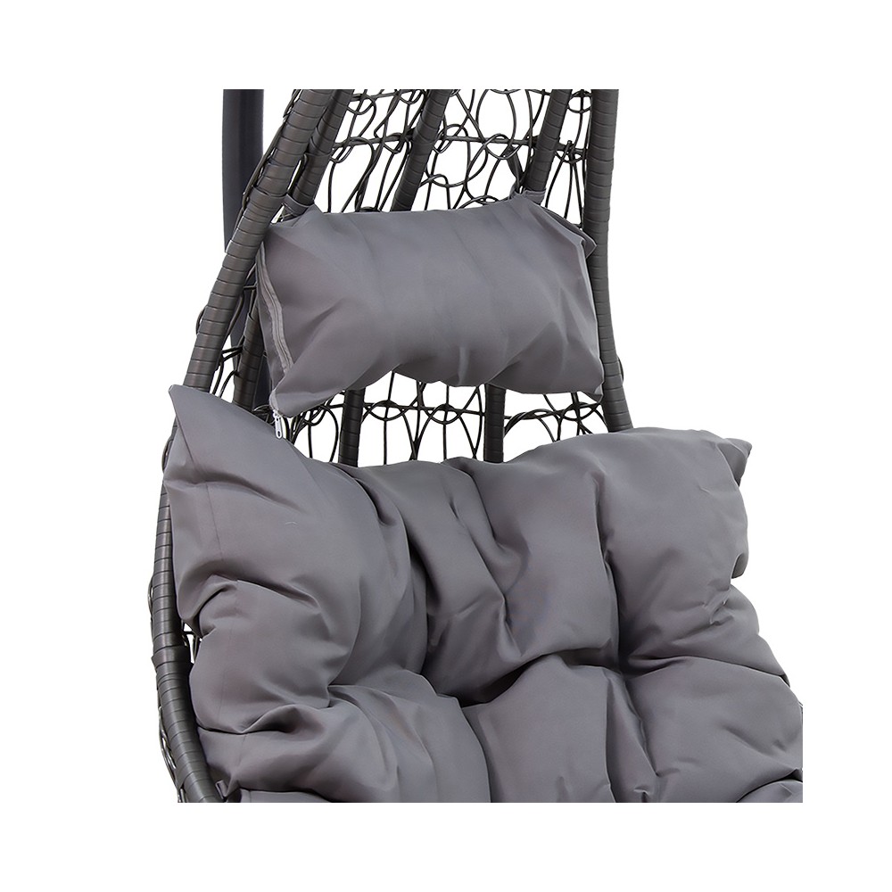 Fauteuil suspendu Balancelle de jardin Soleil métal-pp-coussin gris 103x83x200cm