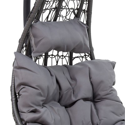 Fauteuil suspendu Balancelle de jardin Soleil métal-pp-coussin gris 103x83x200cm