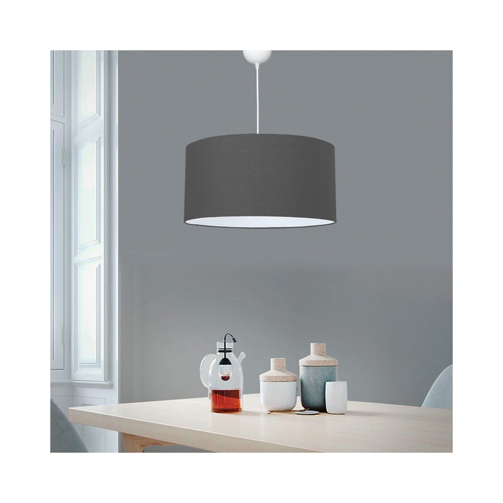 suspension luminaire Plafonnier  E27 gris D38x70 cm