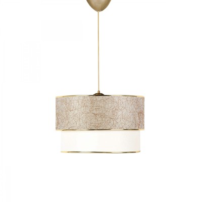 Plafonnier suspension luminaire E27 écru-doré D30x20cm