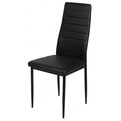 Chaise  salle a manger dossier haut Effet Cuir noir 42,5x49x98 cm