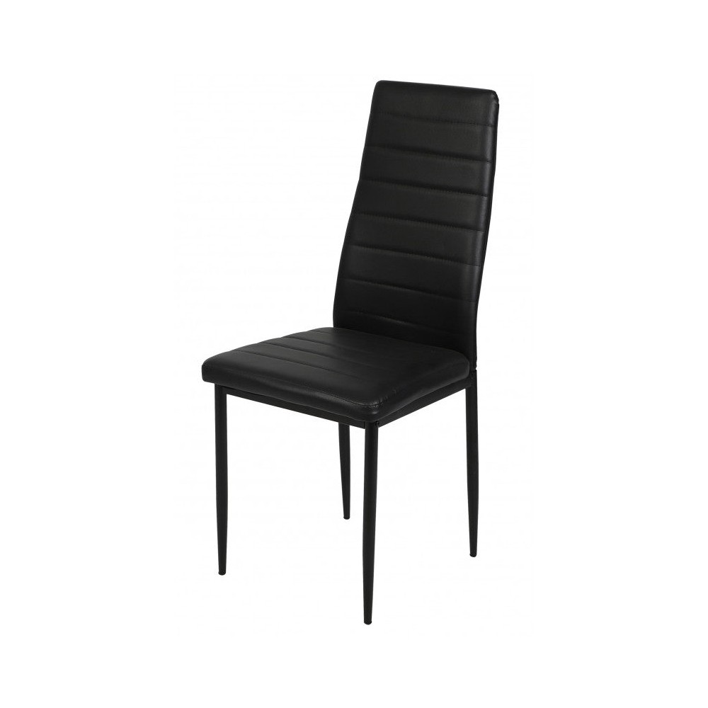 Chaise  salle a manger dossier haut Effet Cuir noir 42,5x49x98 cm