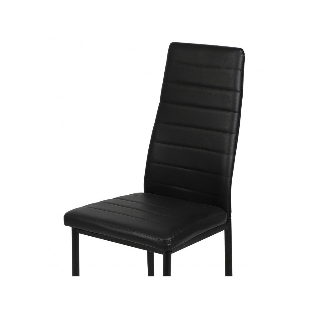 Chaise  salle a manger dossier haut Effet Cuir noir 42,5x49x98 cm