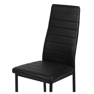 Chaise  salle a manger dossier haut Effet Cuir noir 42,5x49x98 cm