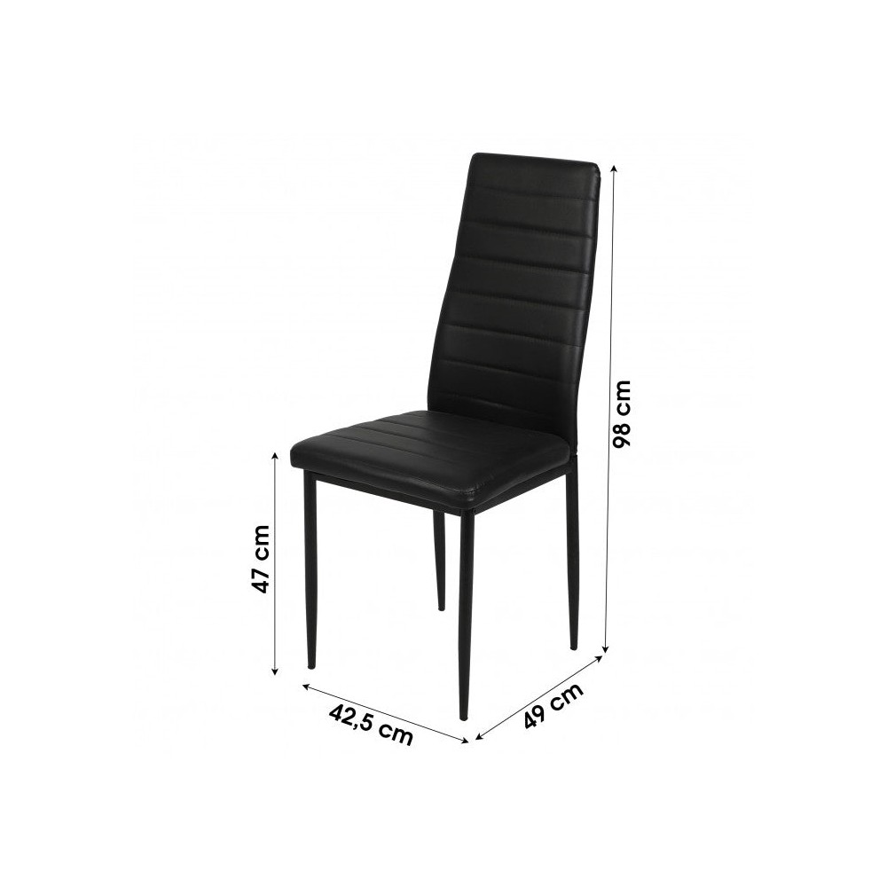 Chaise  salle a manger dossier haut Effet Cuir noir 42,5x49x98 cm