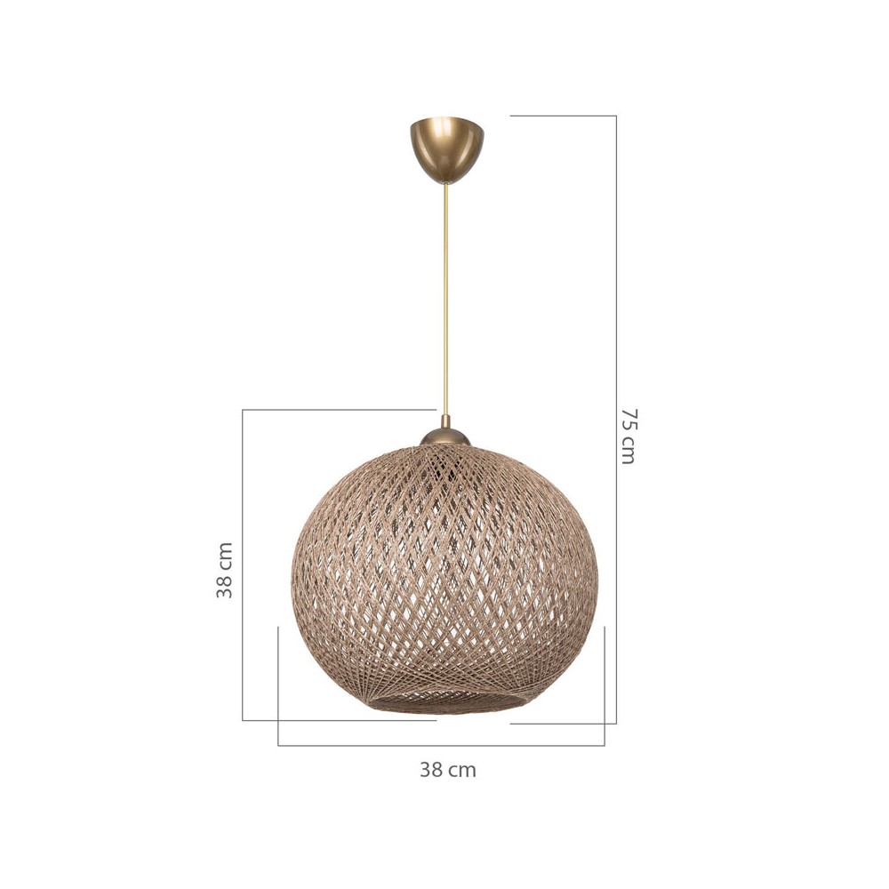 suspension luminnaire Plafonnier Ε27 marron D38x75cm