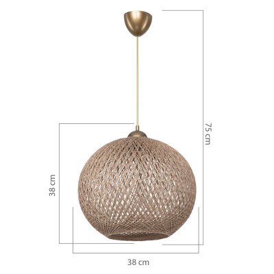 suspension luminnaire Plafonnier Ε27 marron D38x75cm