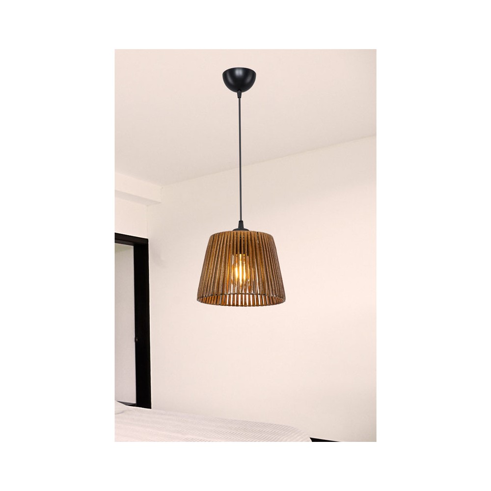 Plafonnier suspension luminaire Å27 marron D20x15cm