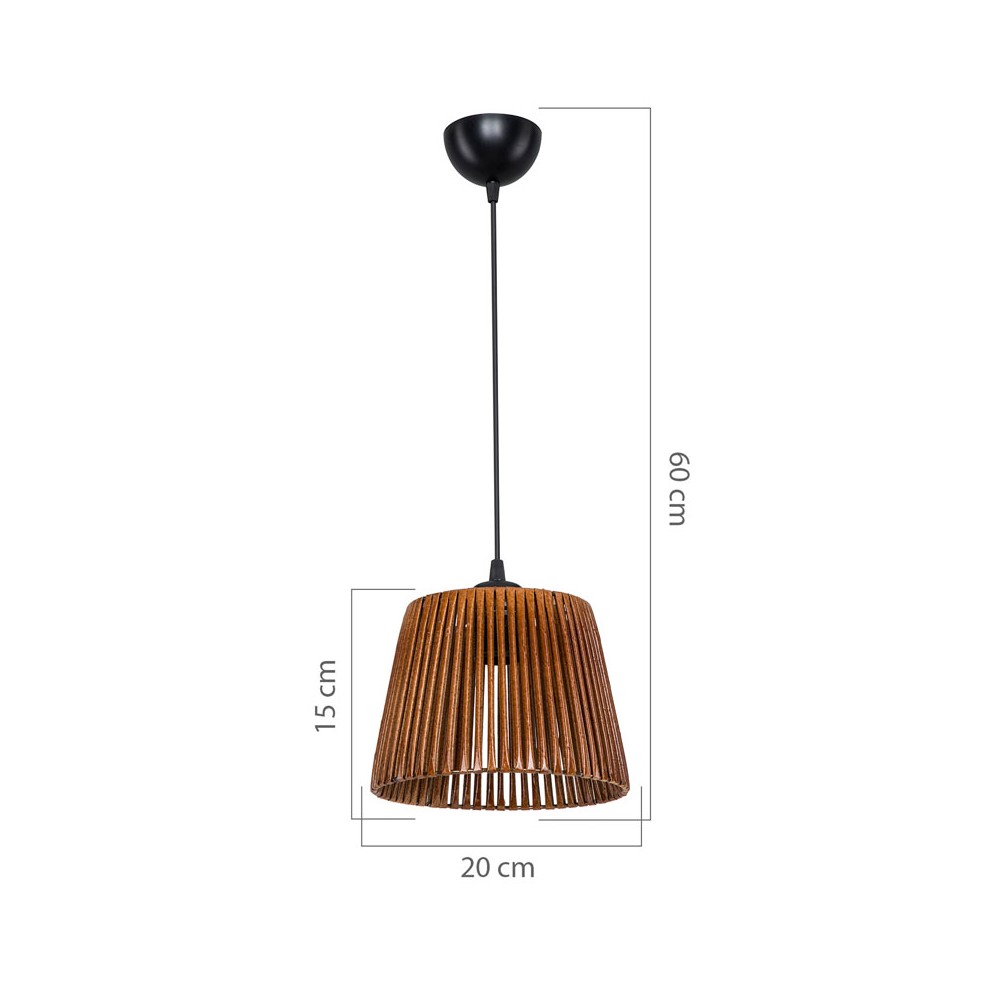 Plafonnier suspension luminaire Å27 marron D20x15cm