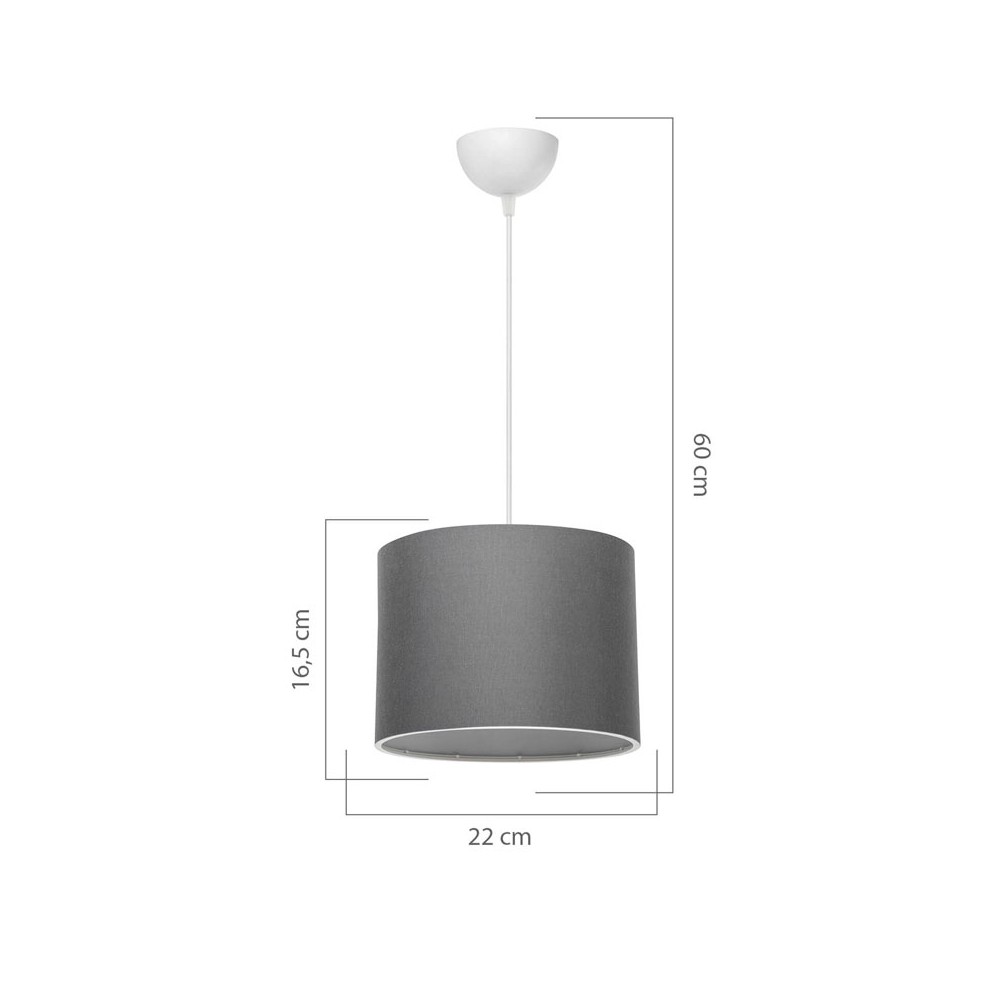 Suspension luminaire Plafonnier  Ε27 gris-blanc D22x60cm