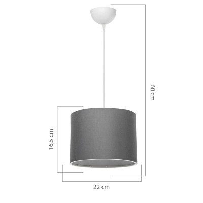 Suspension luminaire Plafonnier  Ε27 gris-blanc D22x60cm