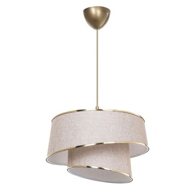 suspension luminaire Plafonnier Ε27 beige-marron-doré D 32,5x65 cm