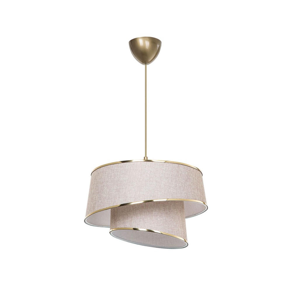 suspension luminaire Plafonnier Ε27 beige-marron-doré D 32,5x65 cm