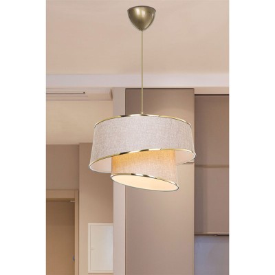 suspension luminaire Plafonnier Ε27 beige-marron-doré D 32,5x65 cm