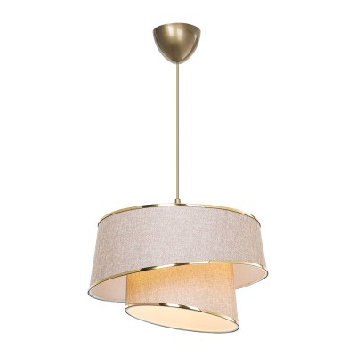 suspension luminaire Plafonnier Ε27 beige-marron-doré D 32,5x65 cm