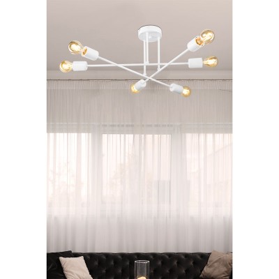 Plafonnier suspension luminaire Å27 blanc D61x25cm