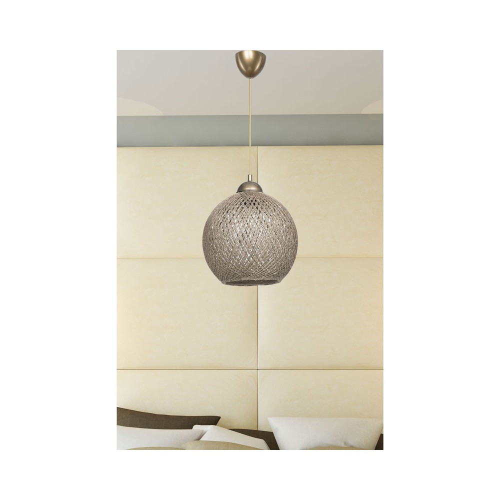 Suspension luminaire Plafonnier Leshia Ε27 marron D26x72cm