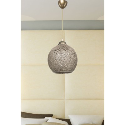 Suspension luminaire Plafonnier Leshia Ε27 marron D26x72cm