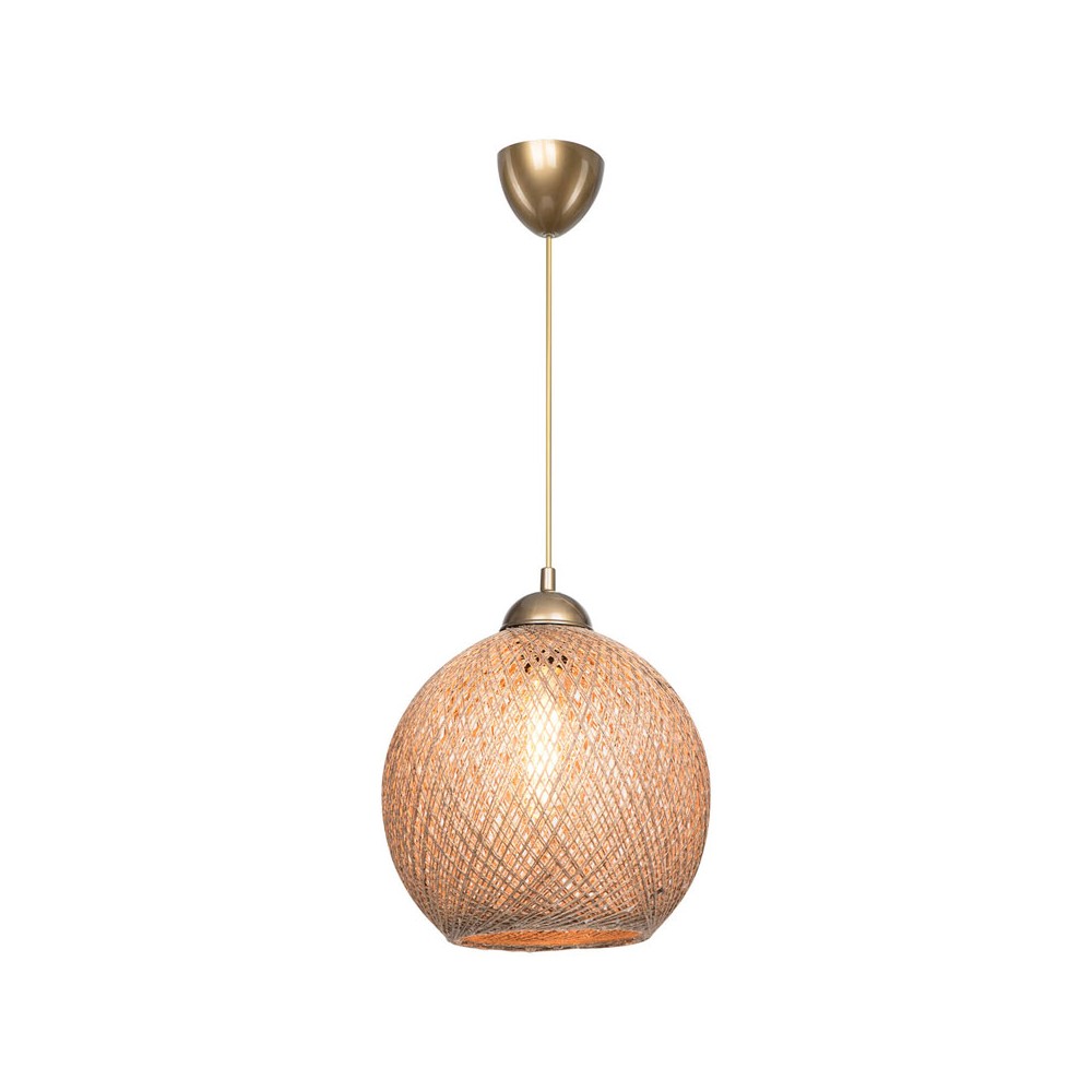 Suspension luminaire Plafonnier Leshia Ε27 marron D26x72cm