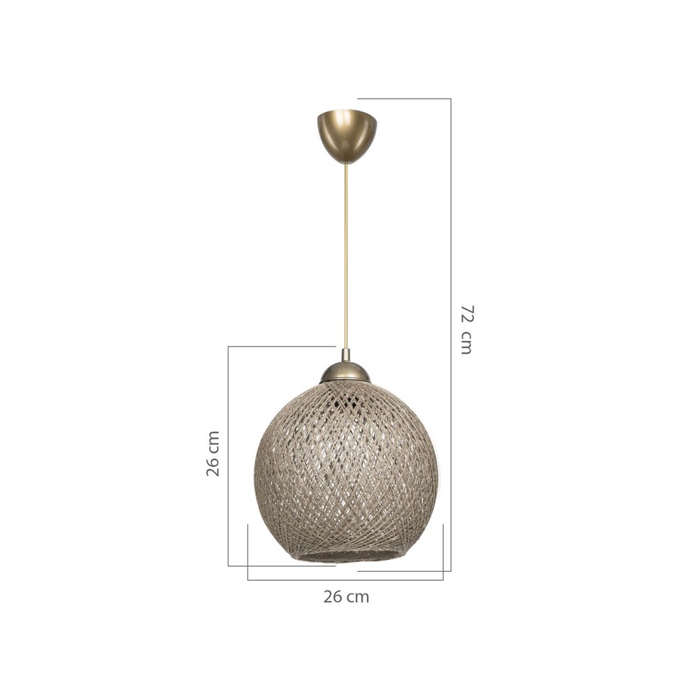 Suspension luminaire Plafonnier Leshia Ε27 marron D26x72cm