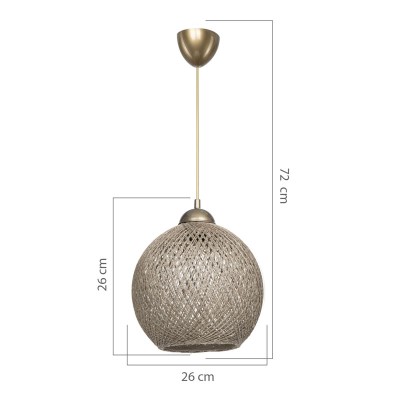 Suspension luminaire Plafonnier Leshia Ε27 marron D26x72cm