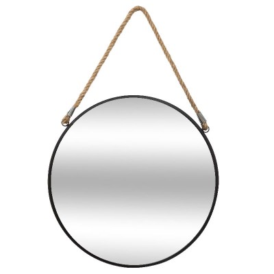 Miroir corde cadre métal noir 55x3x55 cm