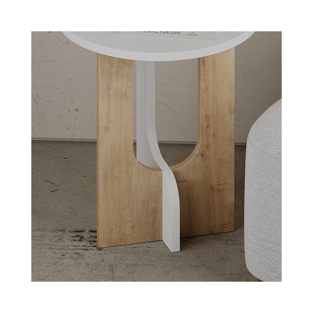 Table d'appoint Luna blanc-naturel D40x47 cm