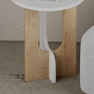 Table d'appoint Luna blanc-naturel D40x47 cm