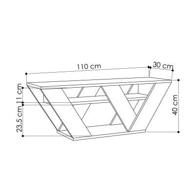 Meuble TV Design Pipralla - L. 110 X H. 40 Cm - Bois