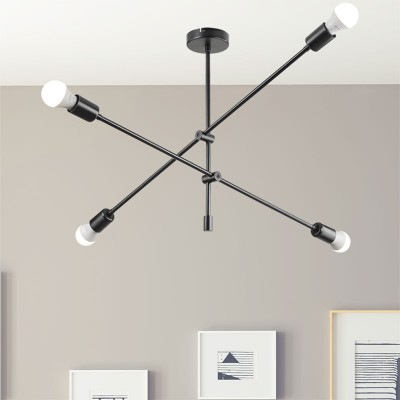 Plafonnier suspension luminaire E27 noir 90x90x55cm