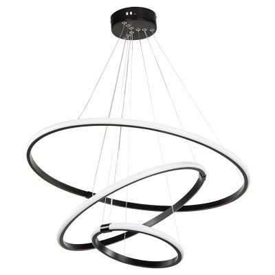 Plafonnier suspension luminaire LED 60-80W noir D60x100cm